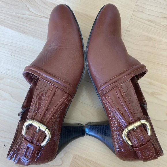 AJ Valenci Mahogany Leather Zip & Buckle Shoe Boots Shooties Women's 6 - Picture 7 of 10